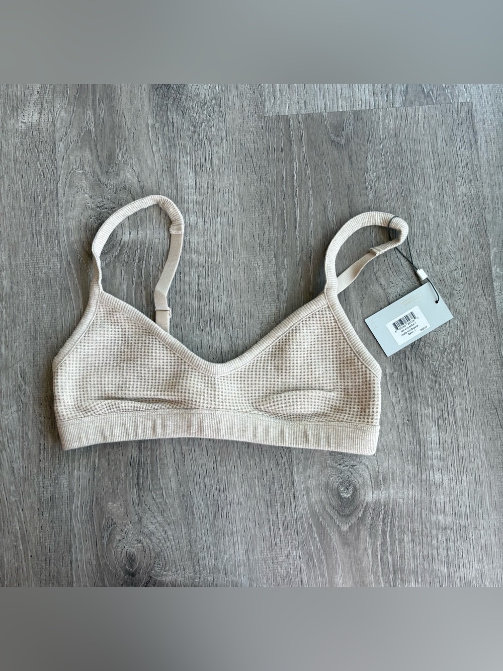 Negative Underwear Waffle-Knit Bralette in Sand